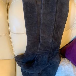 Stuart Weizmann Suede Platform Wedge Boots 7.5